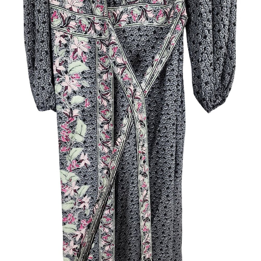 Max Studio London XS Floral Wrap Maxi Dress With Puff Sleeves - Picture 5 of 13